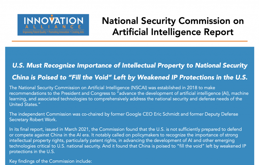 Innovation Alliance Fact Sheet on the National Security Commission on